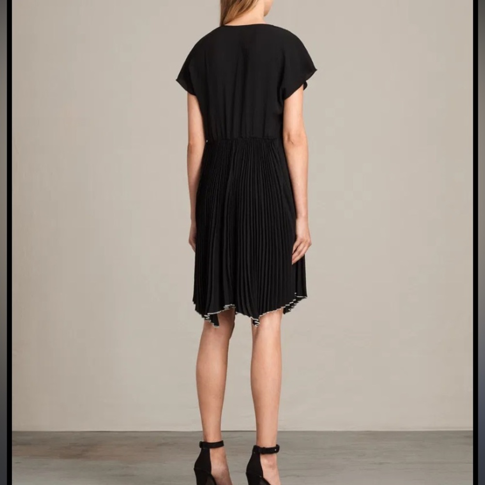 All Saints Black Myer Pleated Dress Sz Small - Picture 6 of 15